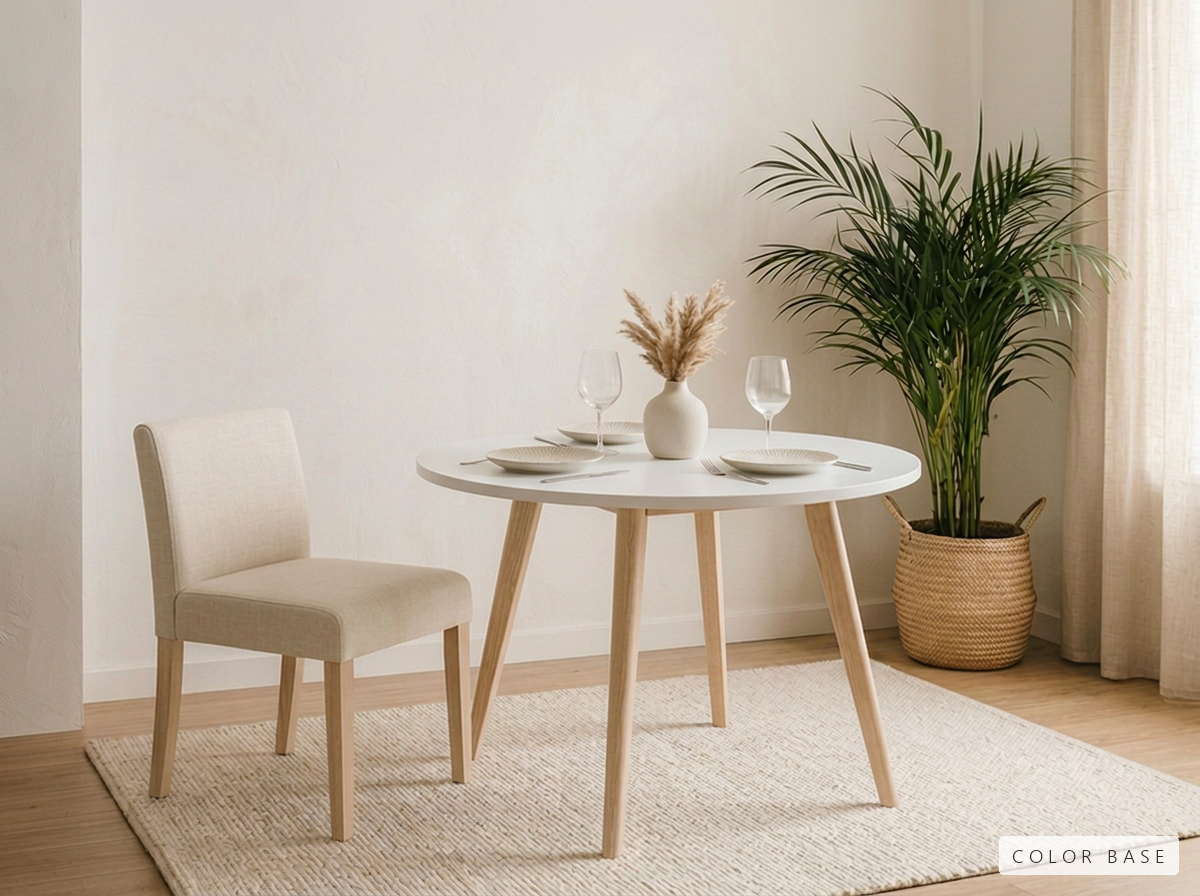 Mesa Vienna - Sobre blanco patas natural