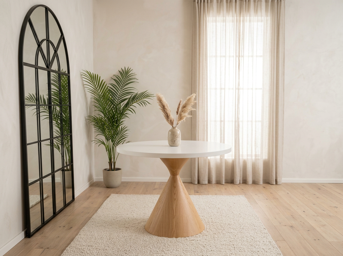 Mesa Elegance Importada - Sobre blanco patas natural