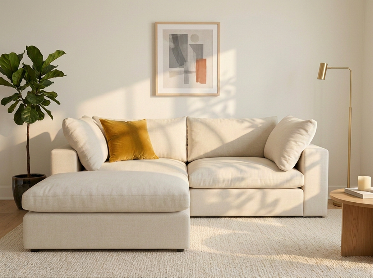 Sofá Nube 2 plazas con ottoman - crema