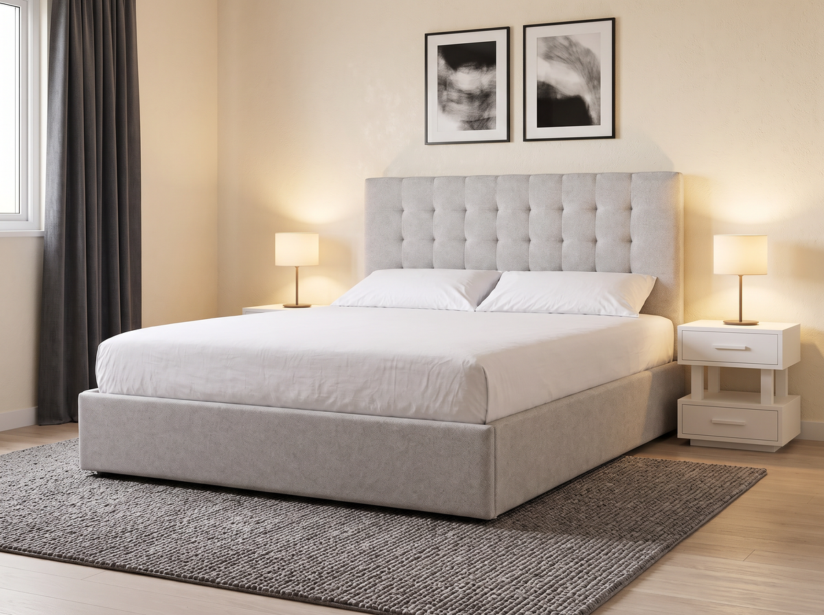 Cama Capitoneada Karina - gris