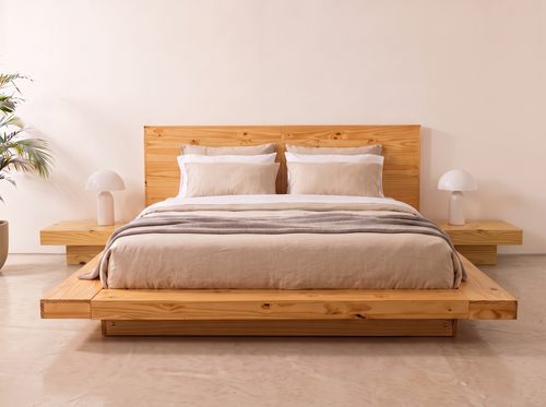 Cama Japonesa( incluye sus 2 mesas de noche) - pino
