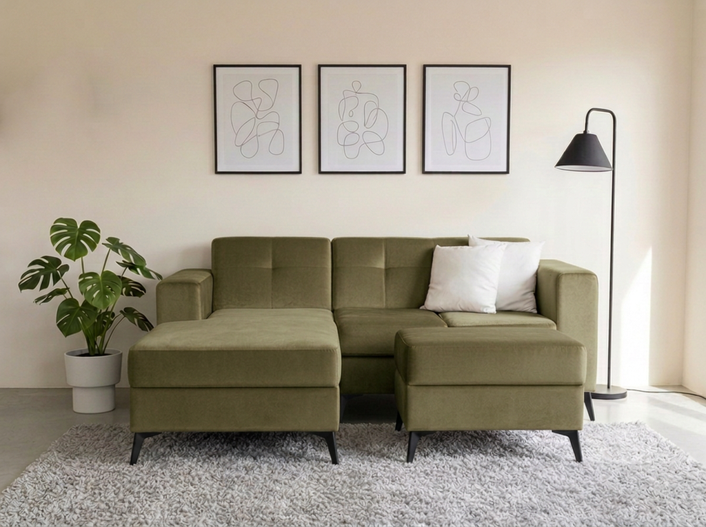 Sofa Monacó con divan - verde