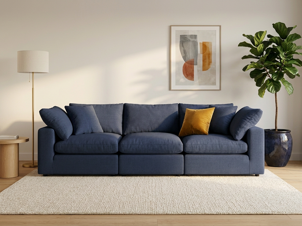 Sofá Nube 3 plazas con ottoman - azul