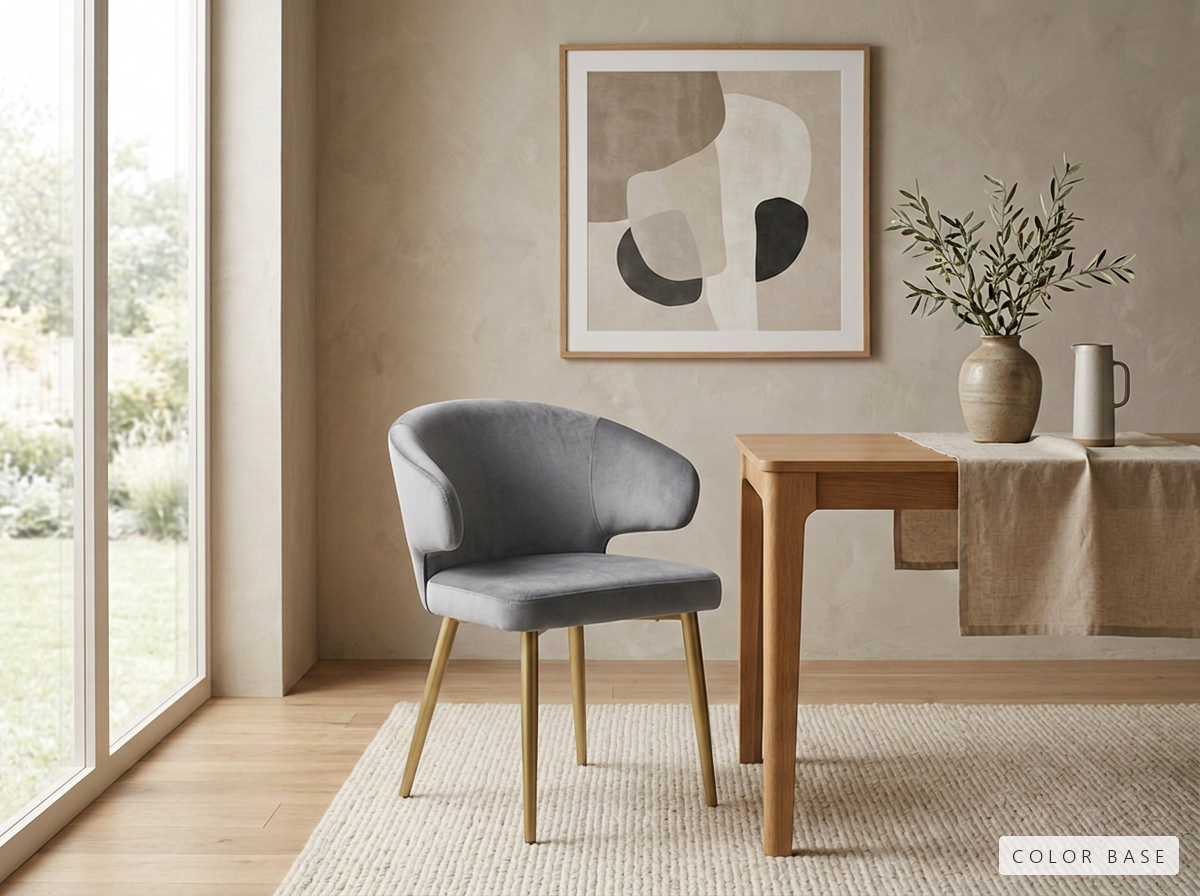Silla Moon Importada - Velvet gris · pata dorada