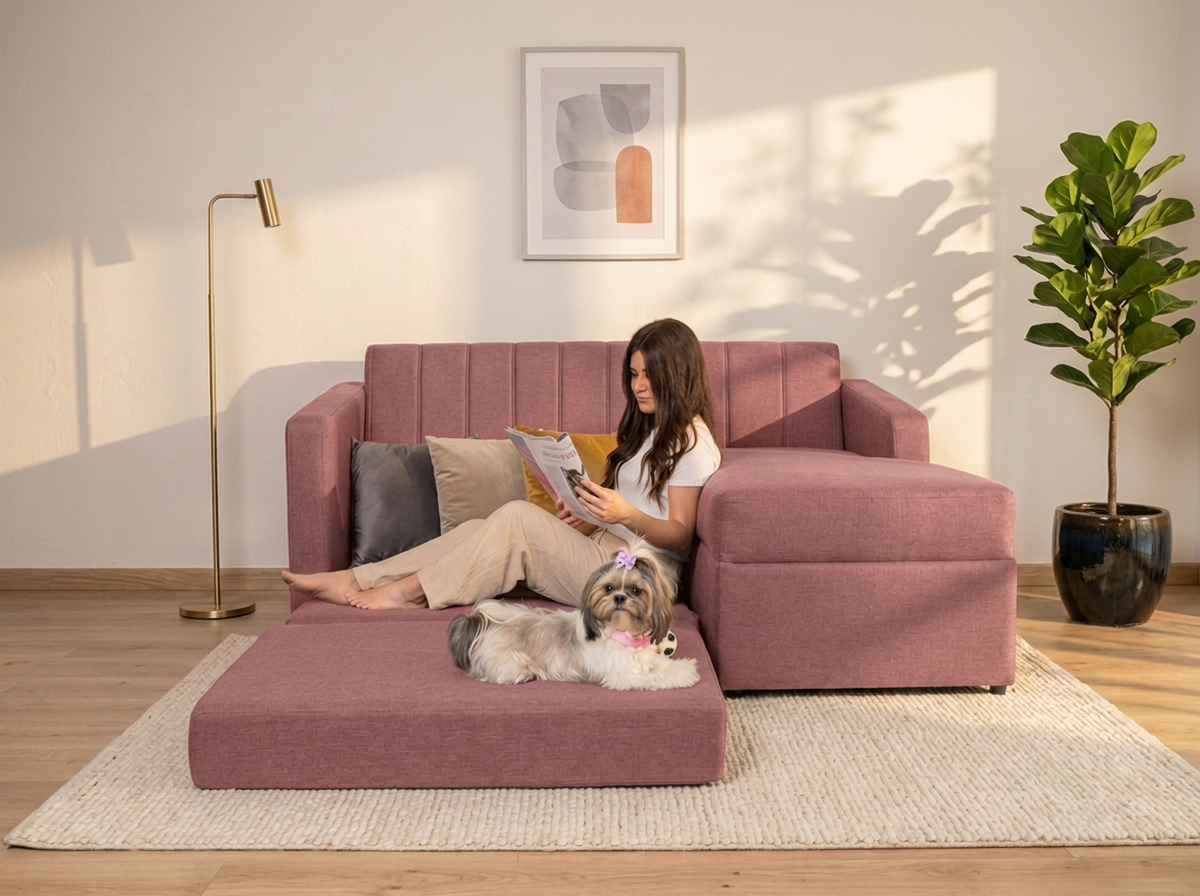 Sofa cama Naty con Divan - rosa