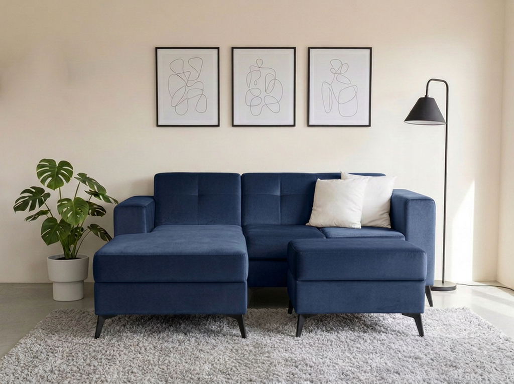 Sofa Monacó con divan - azul