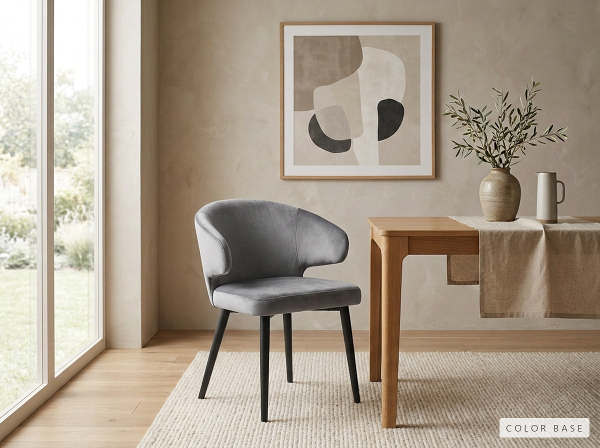 Silla Moon Importada - Velvet gris · pata negra