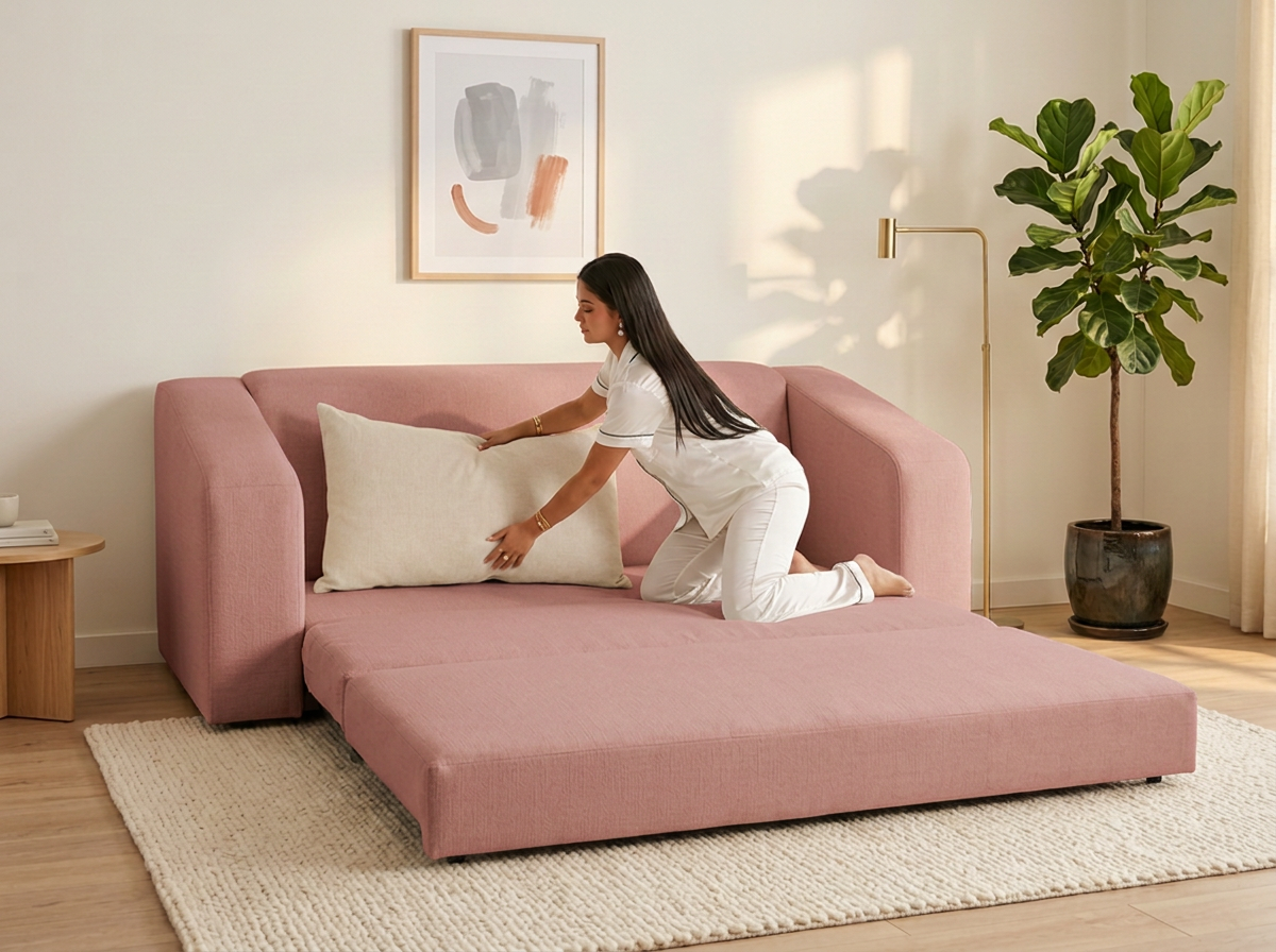 Sofa cama Kari Queen - rosa