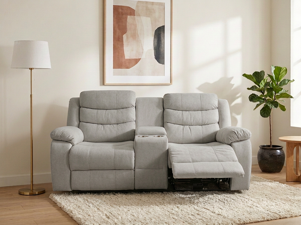 Sofá Comfy Reclinable Doble - Gris · abierto