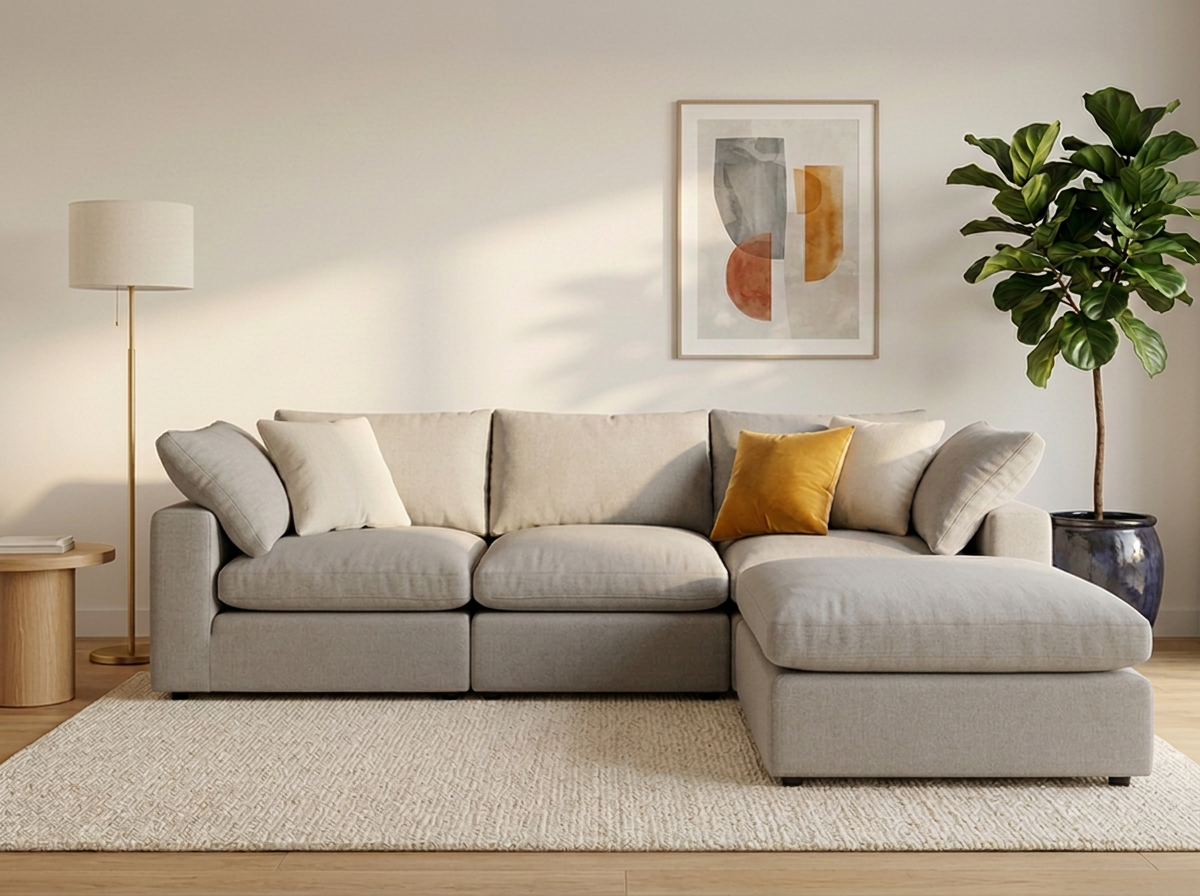 Sofá Nube 3 plazas con ottoman - gris