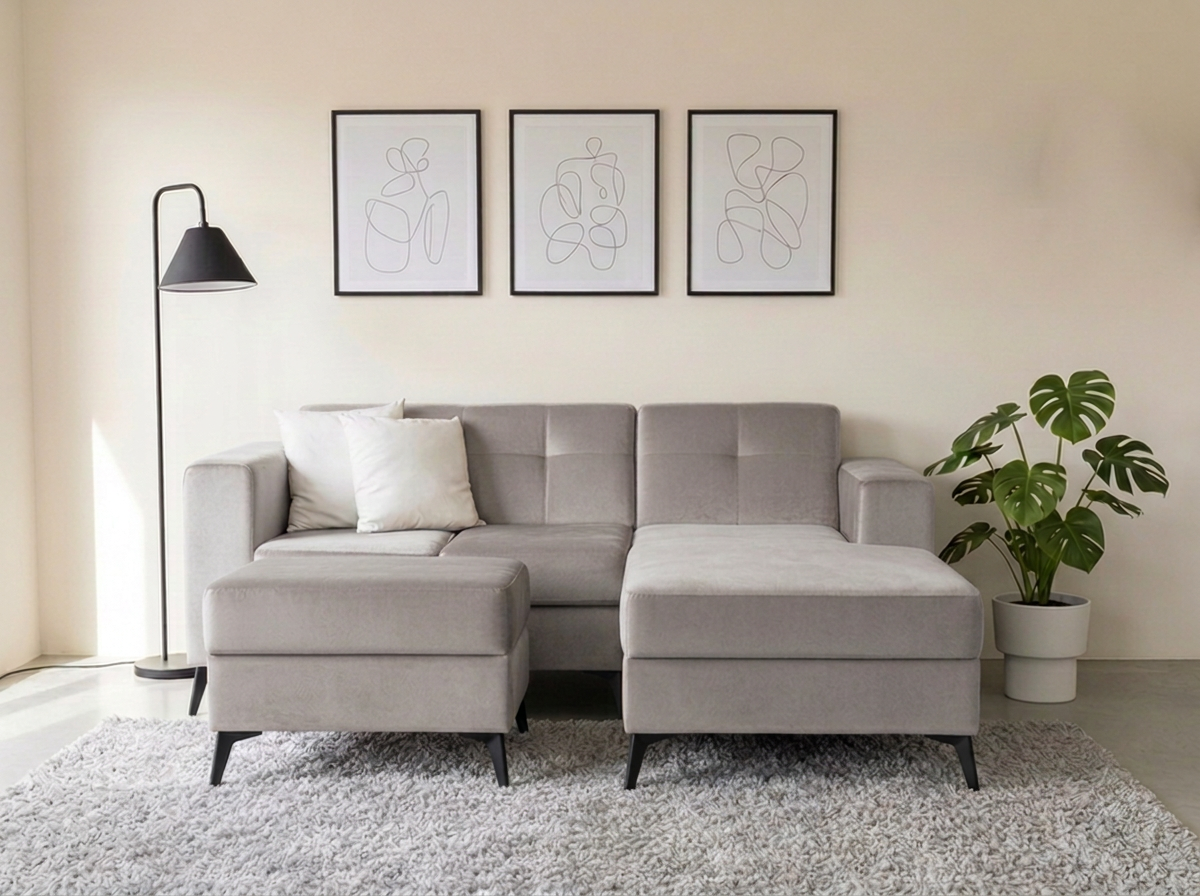 Sofa Monacó con divan - gris