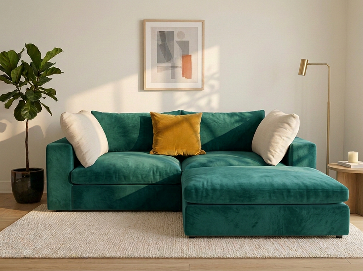 Sofá Nube 2 plazas con ottoman - verde