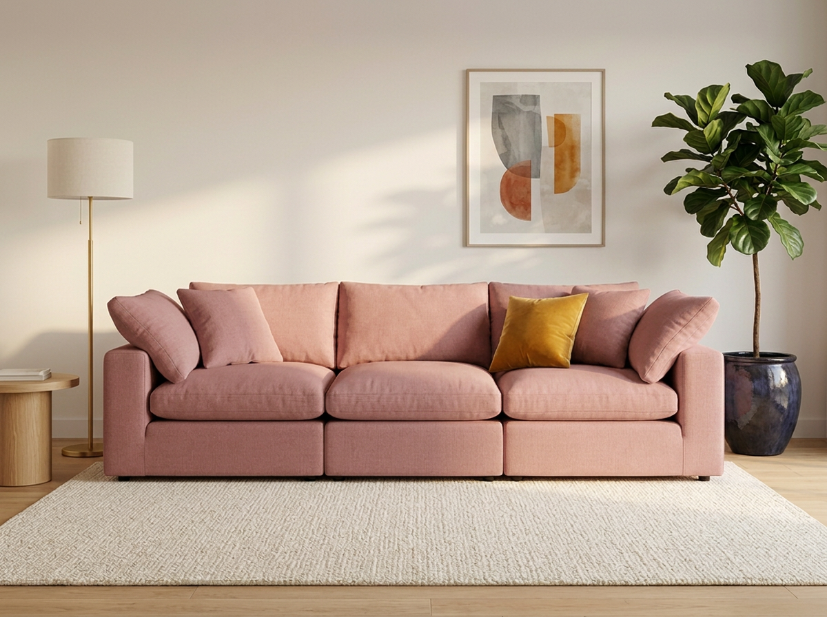 Sofá Nube 3 plazas con ottoman - rosa