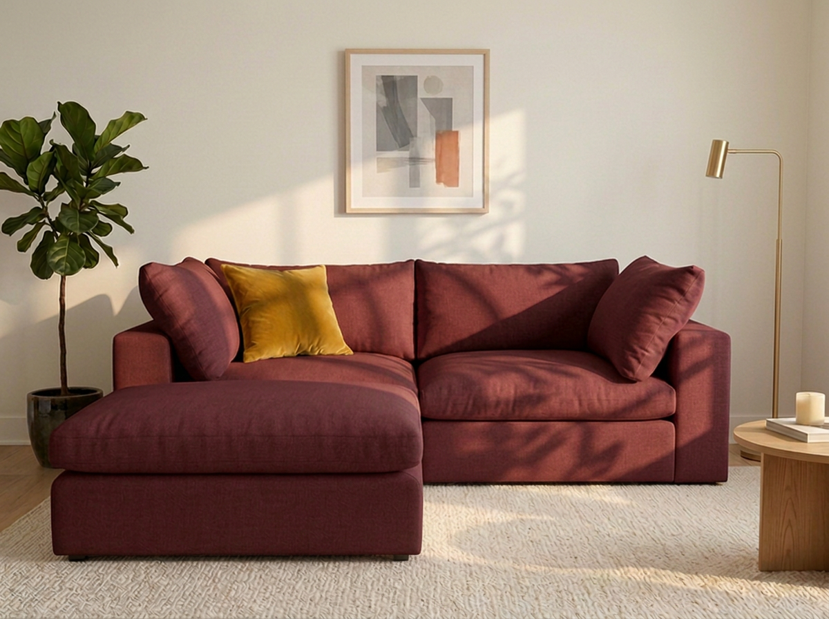 Sofá Nube 2 plazas con ottoman - vino