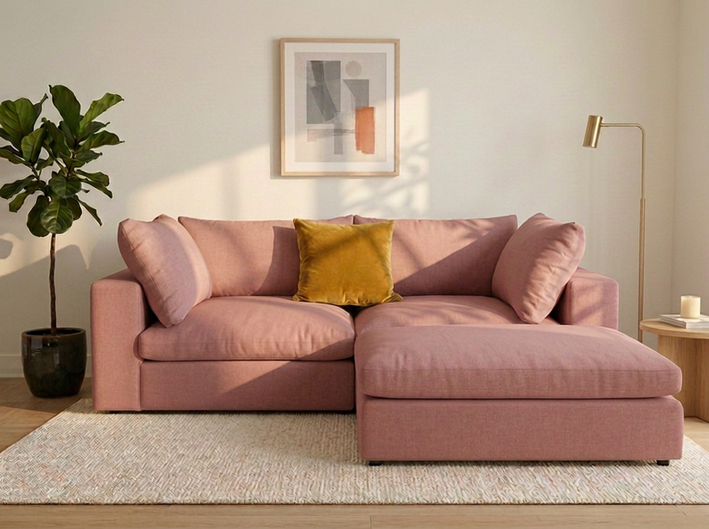 Sofá Nube 2 plazas con ottoman - rosa
