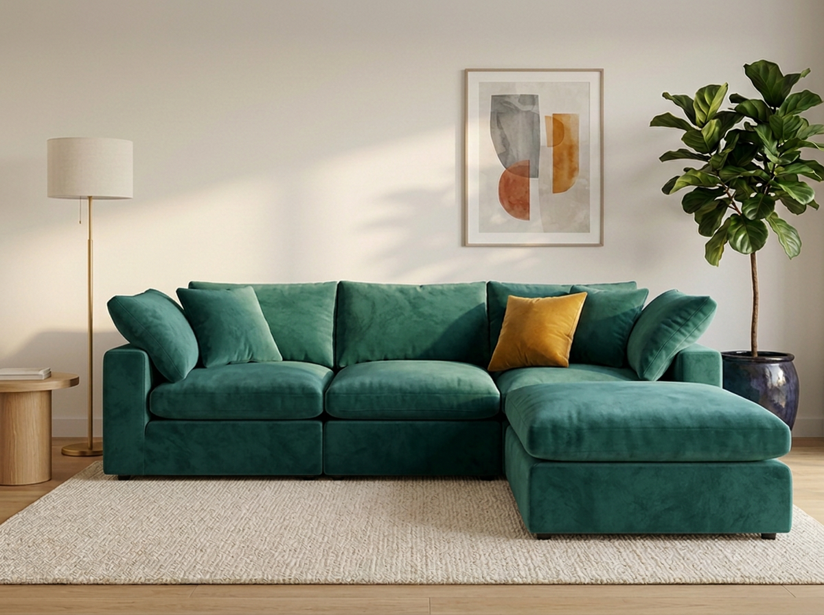 Sofá Nube 3 plazas con ottoman - verde