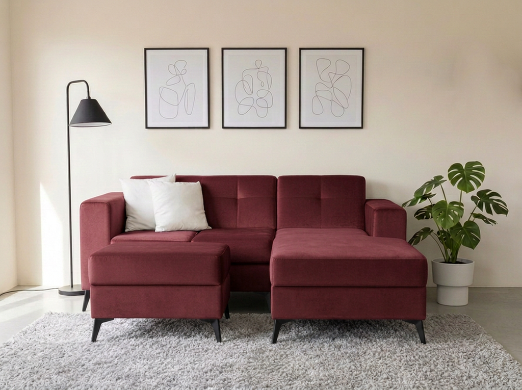 Sofa Monacó con divan - vino