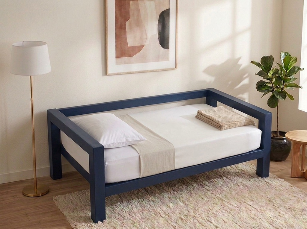 Sofá Cama Charlie 3 plazas - Azul · vinil blanco