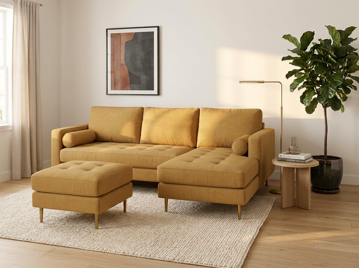 Sofa EMI con divan - mostaza