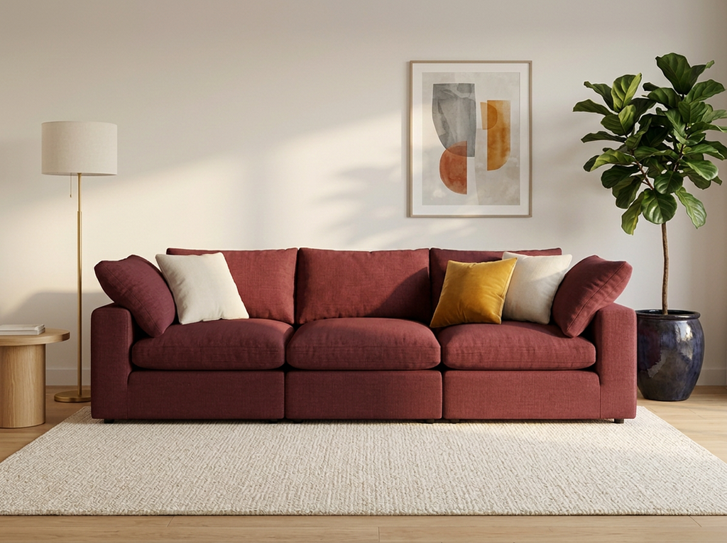 Sofá Nube 3 plazas con ottoman - vino