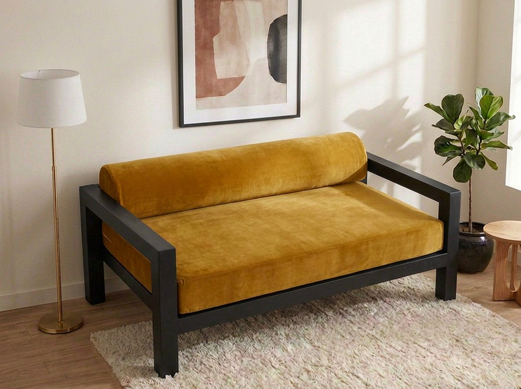 Sofá Cama Charlie 3 plazas - Negro · mostaza