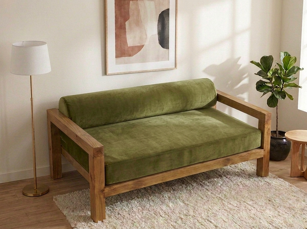 Sofá Cama Charlie 3 plazas - Natural · verde olivo