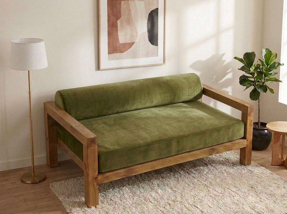 Sofá Cama Charlie 3 plazas - Natural · verde olivo