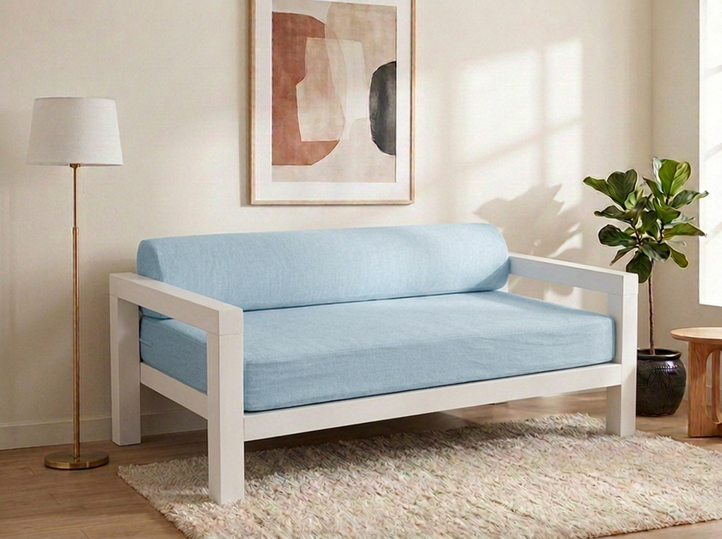 Sofá Cama Charlie 3 plazas - Blanco · celeste