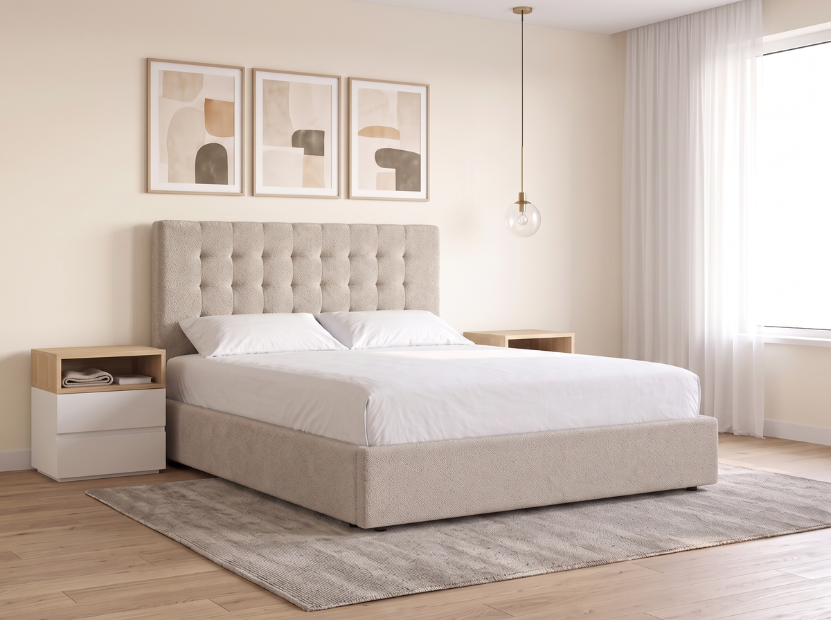 Cama Capitoneada Karina - beige