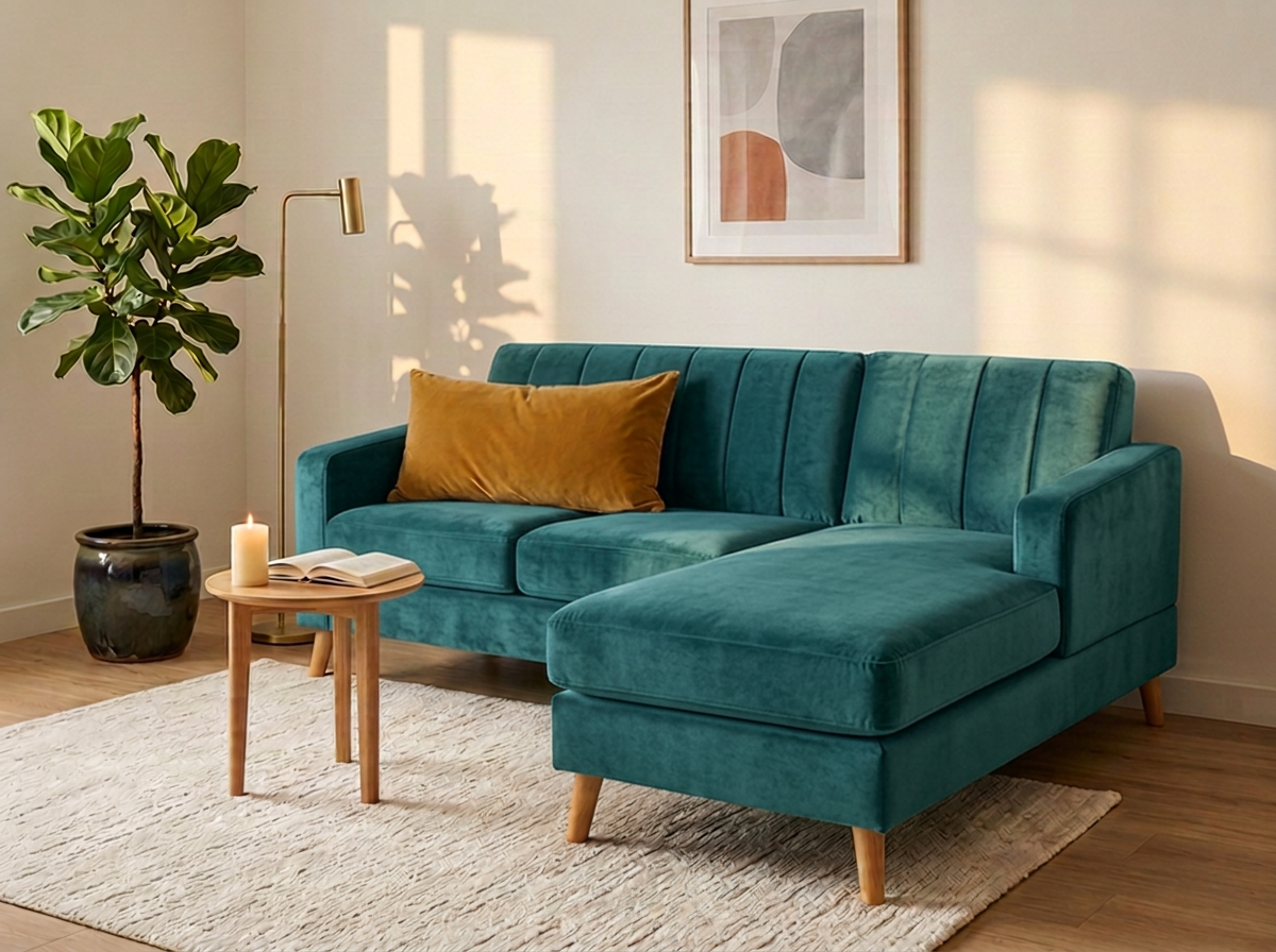 Sofa Naty con Divan - Verde esmeralda